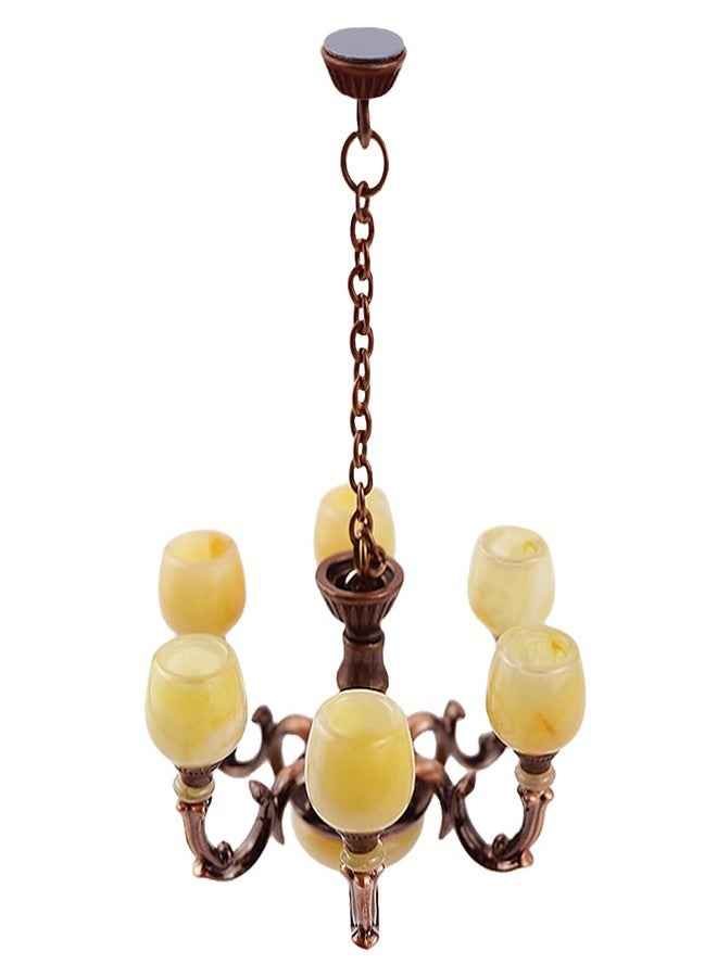 YOLUFER 1:12 Dollhouse Ceiling Lamp Model, Miniature Chandelier Lamp, Mini Ceiling Lamp for Dollhouse (Red Bronze) - Image 1